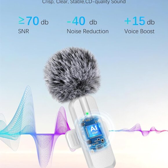 NEW 2pc Pack Wireless Mini Microphone for iPhone - Picture 4 of 14